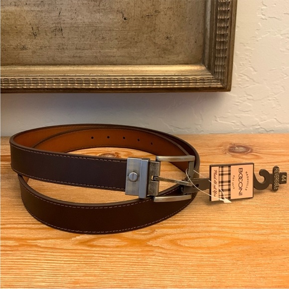 🆕 BOCONI Reversible Leather Belt - Brown/Tan - Size 44 - Picture 3 of 7